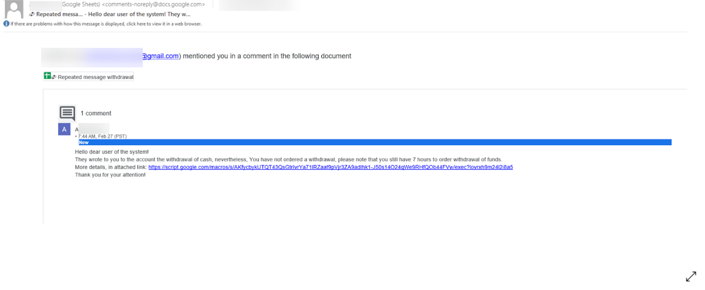 Phishing Scam 3.0 using Google Sheets 